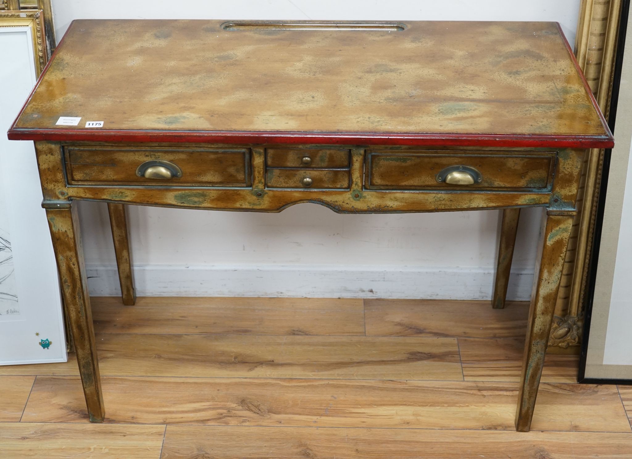 A provincial painted four drawer dressing table, length 110cm, depth 55cm, height 77cm
